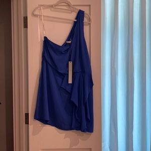 NWT Halston Heritage one shouldered blue dress